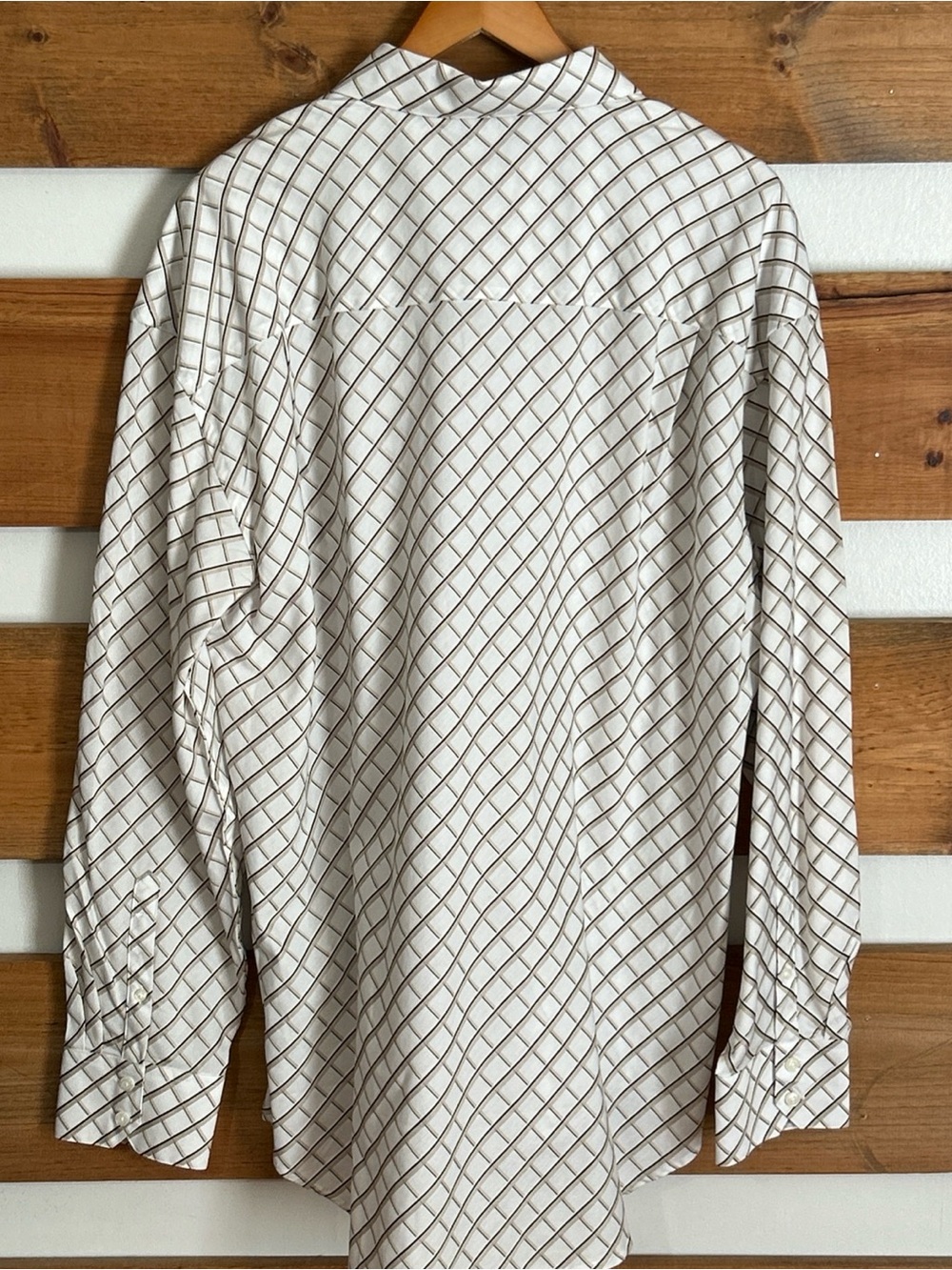 NWT Geoffrey Beene Sedona White Plaid Long Sleeve 100% Cotton Mens Shirt Size XL - Picture 2 of 10
